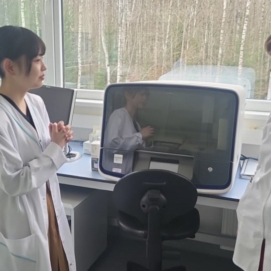 Studentės iš Japonijos stažuotės akimirka.
