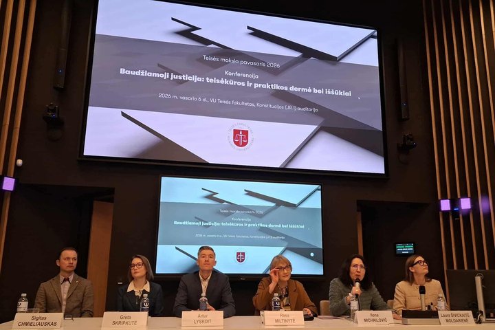 Vilniaus universiteto  Teisės fakulteto 2026 m. vasario 5–6 d. keturioliktosios mokslinės-praktinės konferencijos „Teisės mokslo pavasaris“ akimirka.