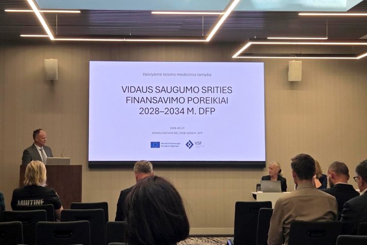 Vidaus reikalų ministerijos organizuoto renginio „Konsultacijos dėl poreikių sienų, vizų ir vidaus saugumo srityse 2028–2034 m.“ akimirka.